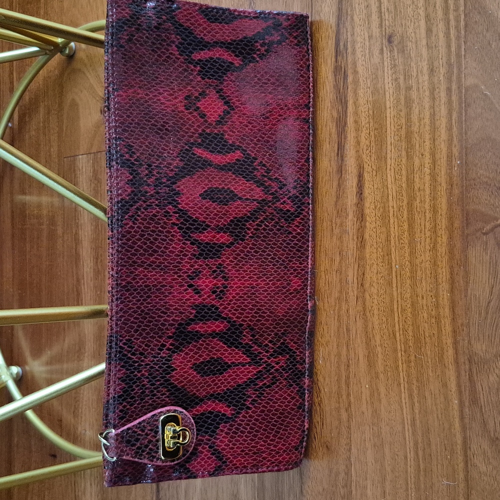 Kate Landry Snake Pattern Leather Clutch